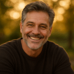 A close-up portrait of a smiling man with salt-and-pepper hair, symbolizing grey hair reversal hairmaxxing through natural vitality.
